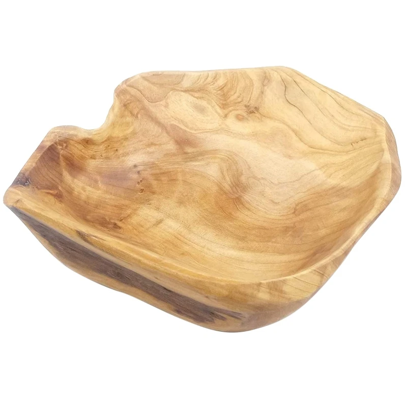 Ciotola In Legno Intagliato Naturale ZENFUN, Fatta A Mano, Per Insalata, Frutta, Pane, Diametro 19,8-24,1 Cm, Unica - 2