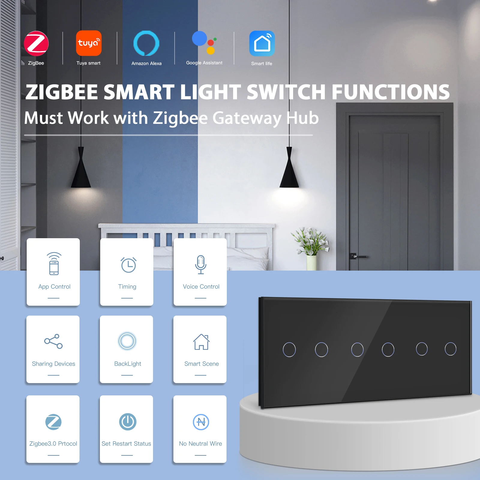 bseed zigbee interruptores de luz inteligentes sem fio 01