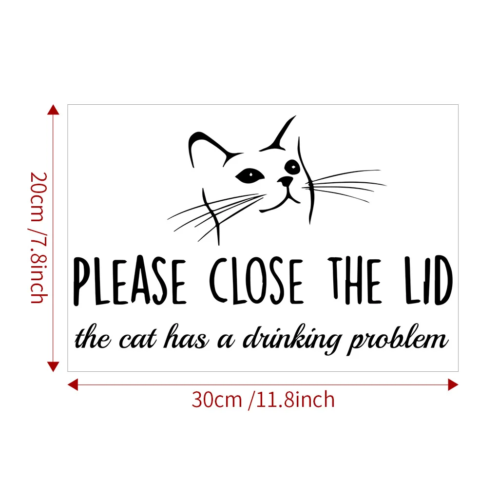 Funny Bathroom Toilet Lid Stickers Close Lid Cat Has Drinking Problems Toilet Decals Self Adhesive Seat Decals Decor