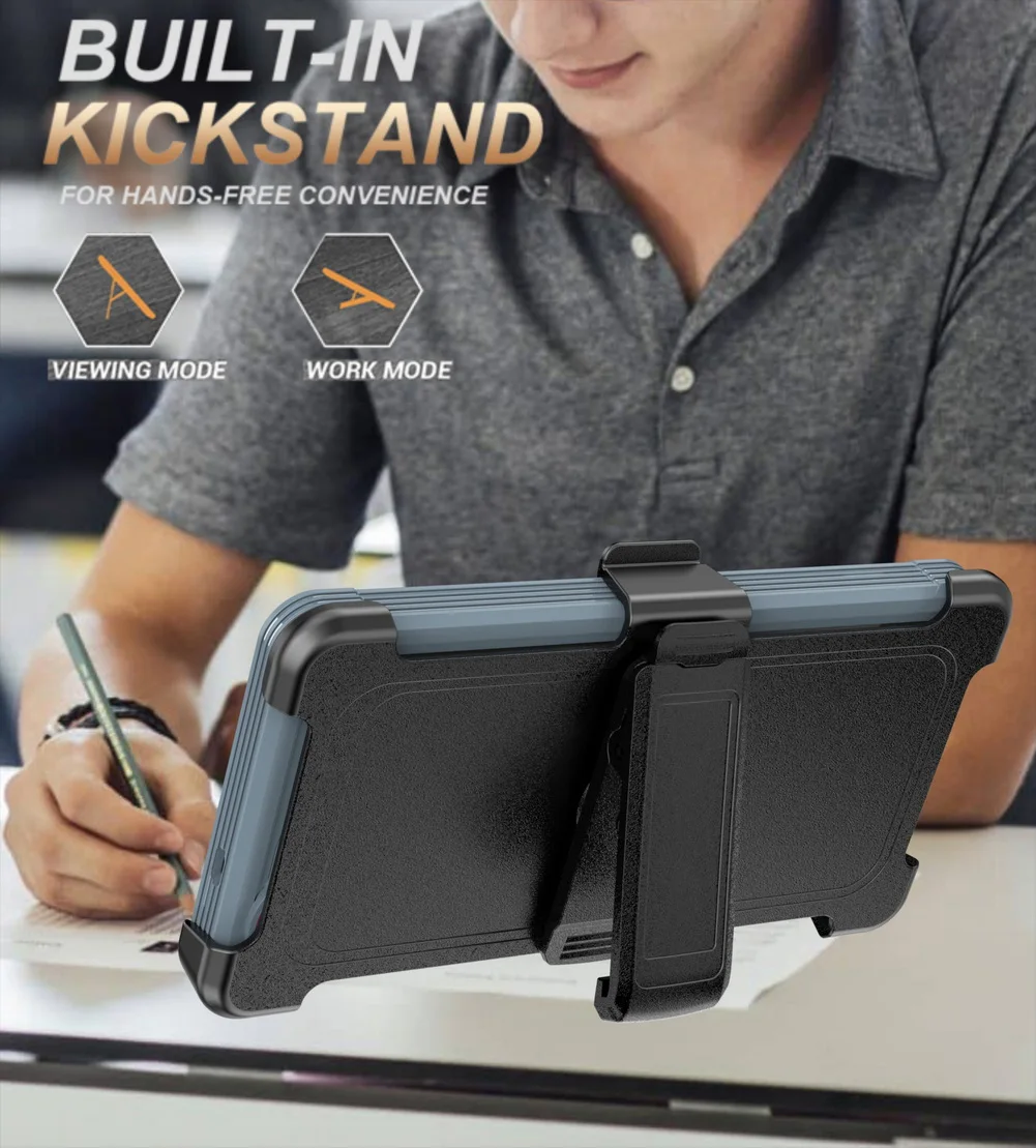 Military Grade Magnetic Case with Built-in Kickstand & Belt Clip Cover (3 in 1)