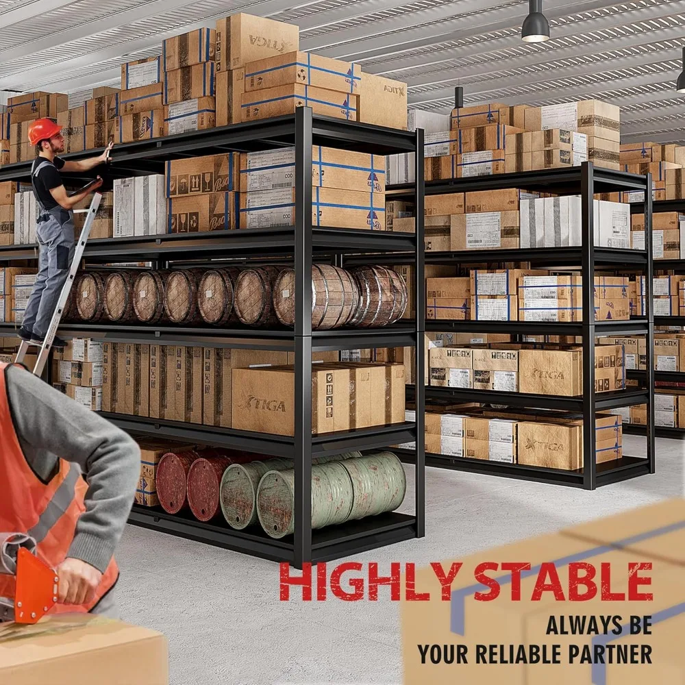 55" W Storage Shelves 3000LBS Heavy Duty Shelving 5 Tier Adjustable Metal Shelving Unit for Storage Rack Garage Shelves 3