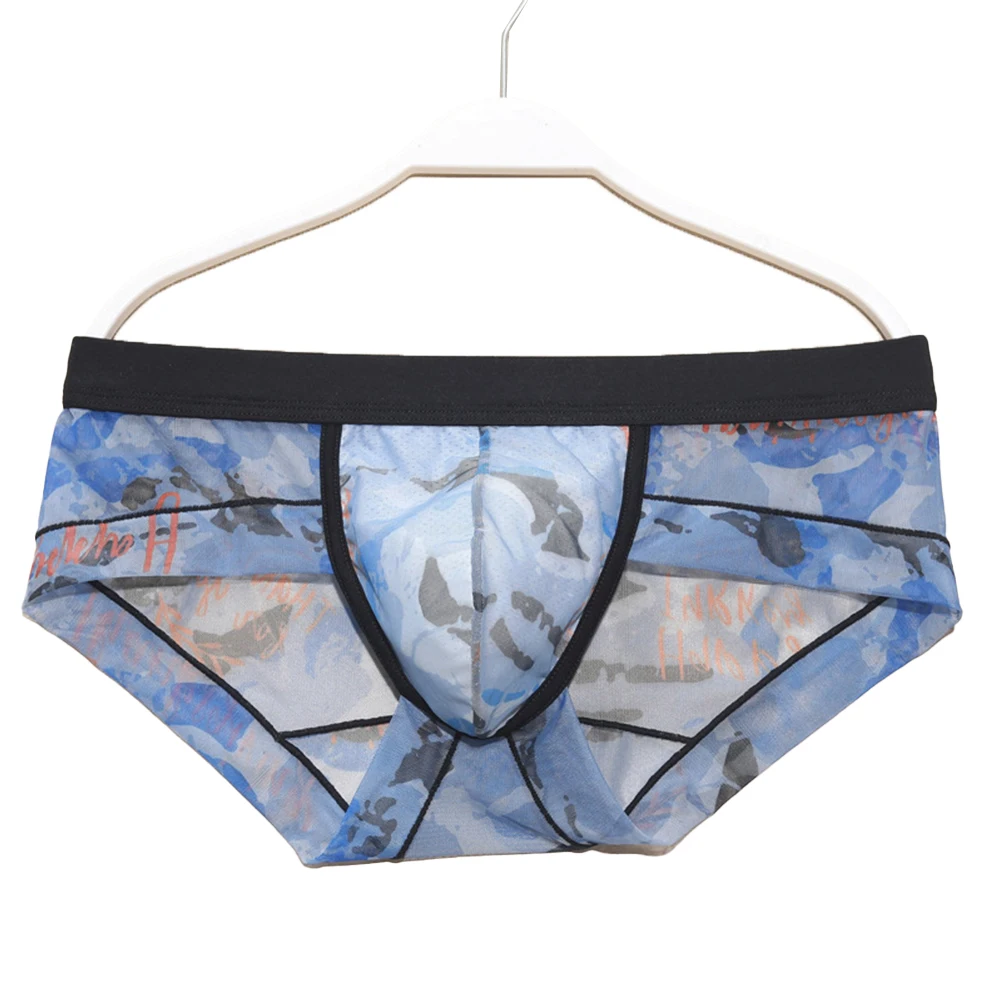 

Men Sexy Mesh Briefs Low-Rise Translucent Knickers Bulge Pouch Underwear Ultra-thin Breath Underpants Summer Quickly Dry Boxers