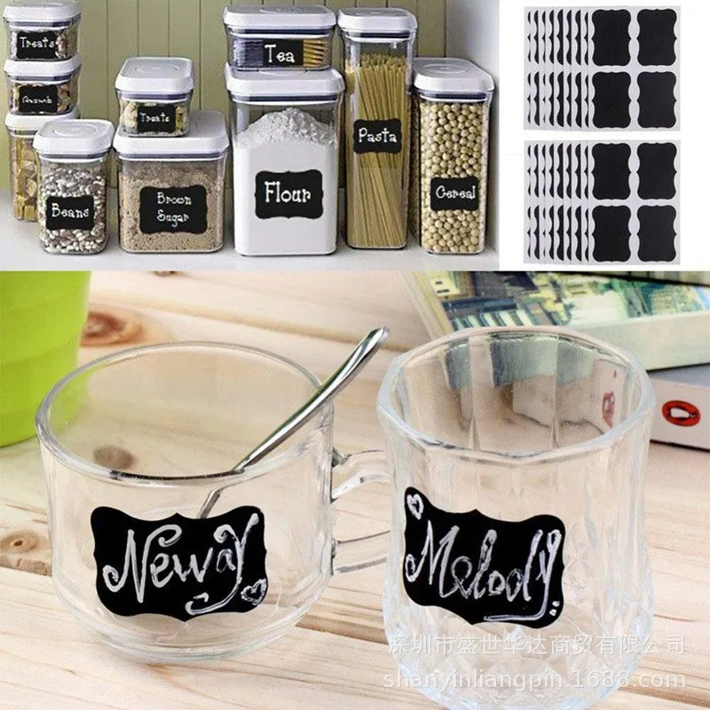Blackboard Stickers Waterproof Chalkboard Kitchen Spice Label Sticker Home Jars Bottles Tags Labels White Marker 48pcs label stickers