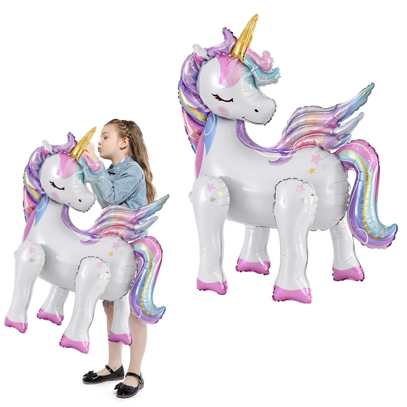 Large Standing Unicorn Foil Birthday Balloons For Kids Girls Unicorn Birthday Party Decoration