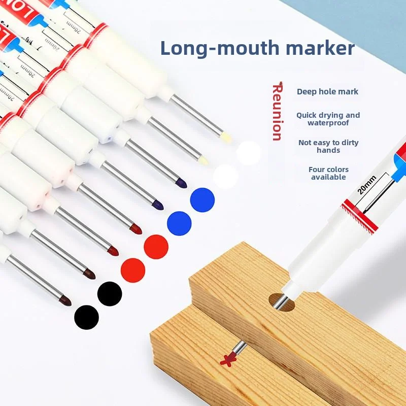 Waterproof 20mm Deep Hole Long Nib Markers Multipurpose Perforating Ideal for Metal Bathroom Woodworking Decoration 4Pcs/Set marker pens permanent markers markers pen long nib markers