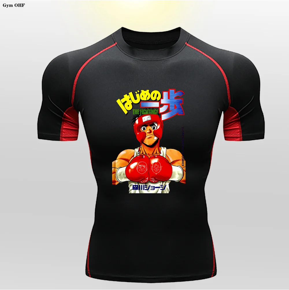 Children's High Elasticity Tight T-shirts Anime Printed Themed Clothing Quick Drying Sweat Absorbing Breathable GYM