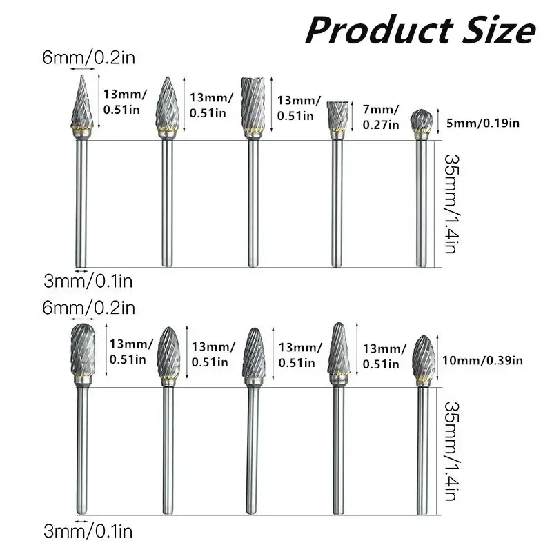 Tungsten Steel Double Cut Rotary File Milling Cutter Head