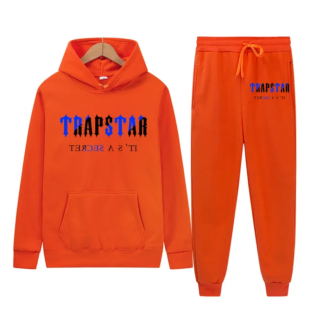 Autumn Tracksuit TRAPSTAR Printed Sportswear Men's 16 Colors Warm 2 Piece Loose Hooded Sweater + Pants Men's And Women's Suits 4