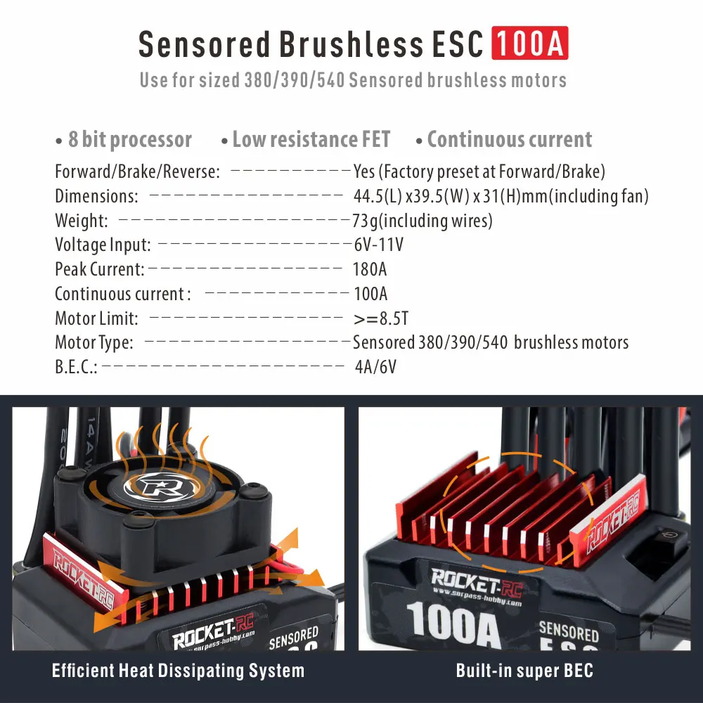ESC 100A Brushless 2-3S za RC auto 1/10 Drift