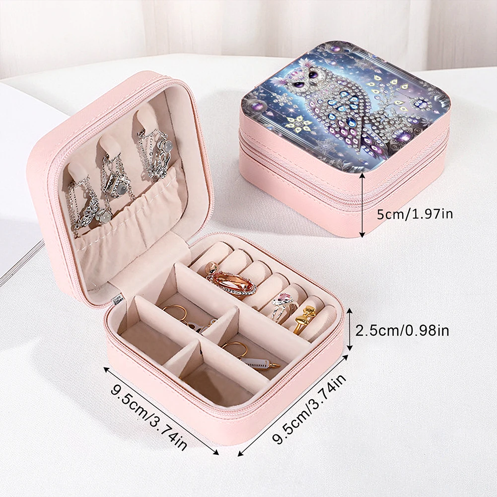 DIY Owl Diamond Painting Kit Rotatable Mirror w Diamond Painting Jewelry Box