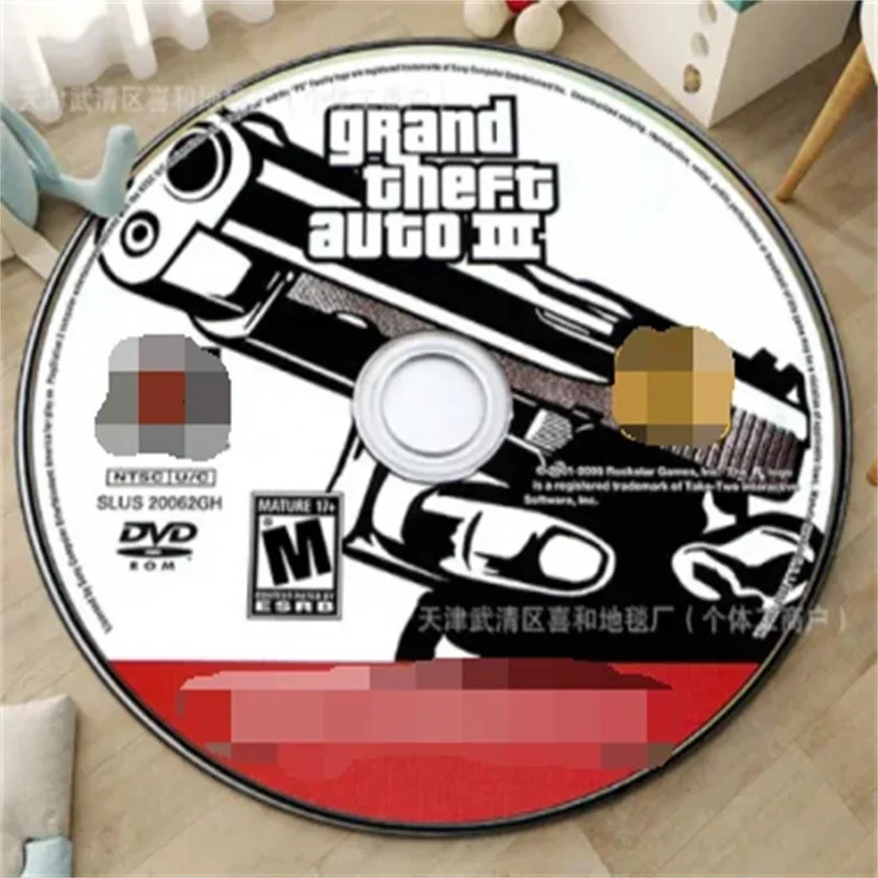 Game CD living room round rugs Gaming bedroom floor mats Home decoration Carpet bedroom bedside round Rug Game record carpet Gta 4