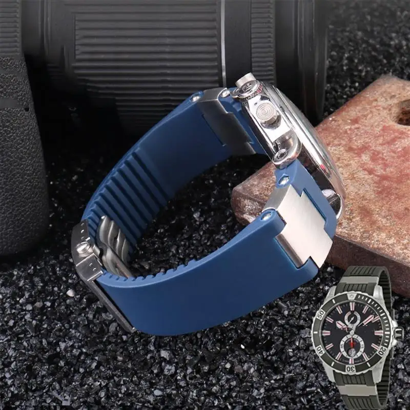 SCHIK 22x20mm DIVER and MARINE Waterproof Silicone Rubber watchband Wrist Watch Band Belt For Ulysse Nardin Man strap tools