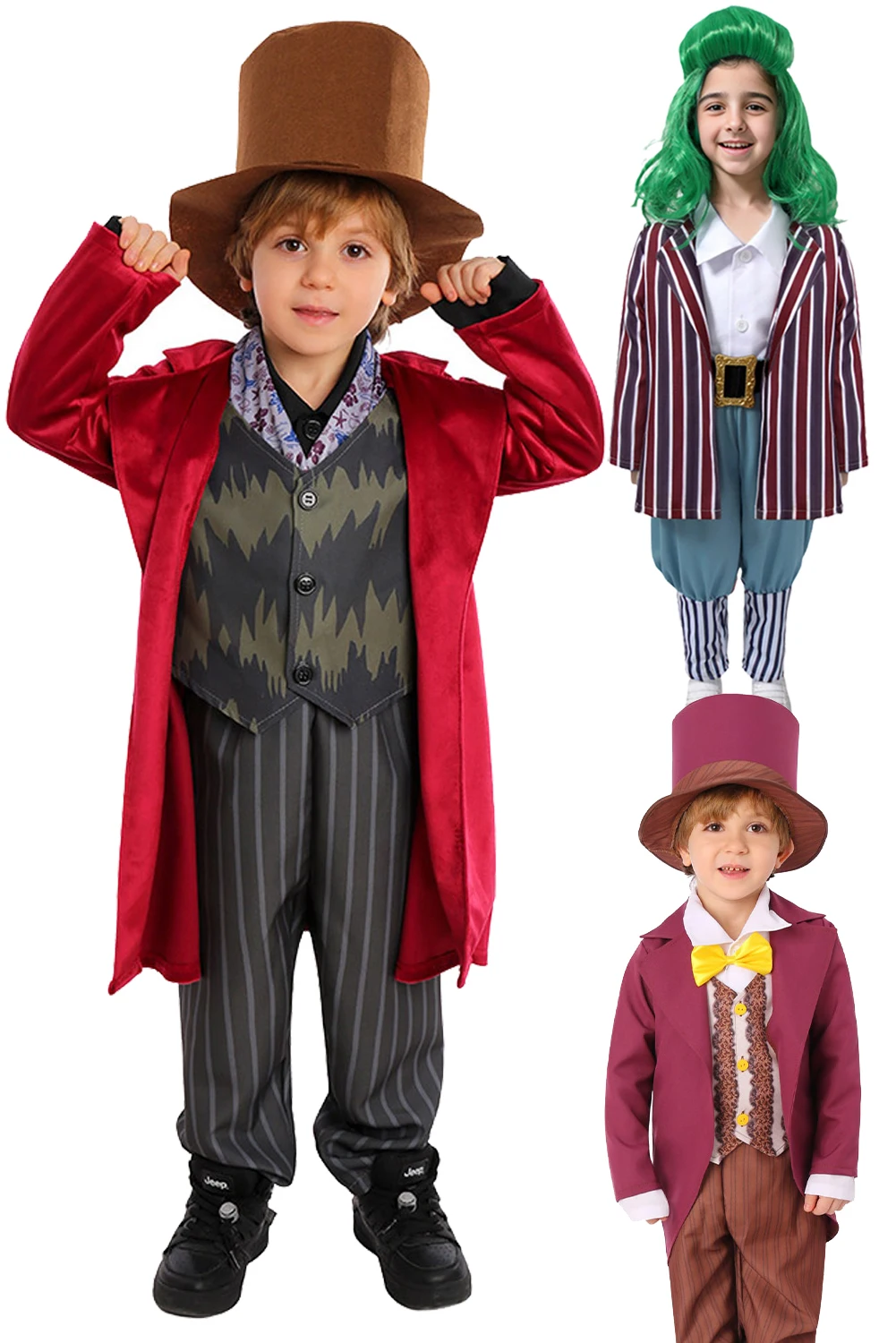 

Oompa Cosplay Kids Boys Wigs Movie Chocolate Factory Willy Cosplay Wonca Costume Disguise Child Roleplay Fantasia Outfit