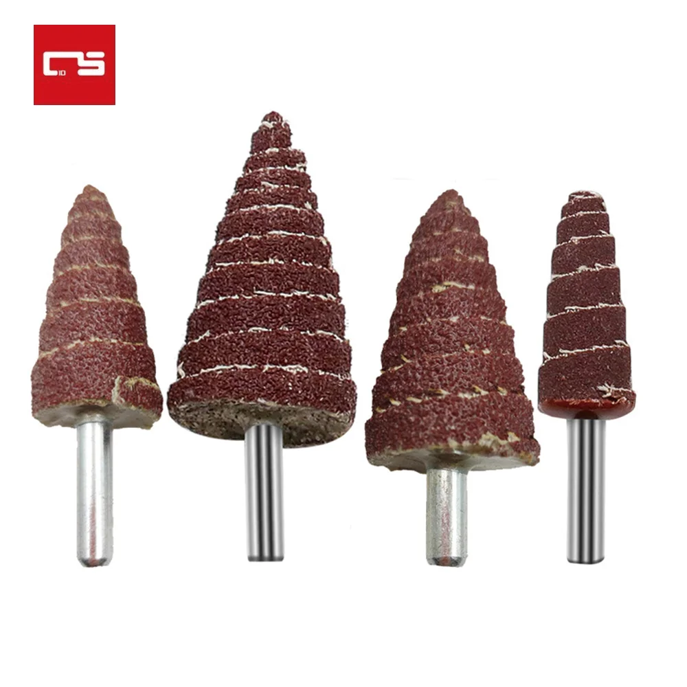 

6MM Shank 80 Grit Tapered Cone Grinding Head Sandpaper Flap Wheels Polishing Sanding Tools For Drill Wheel Conical Rotary
