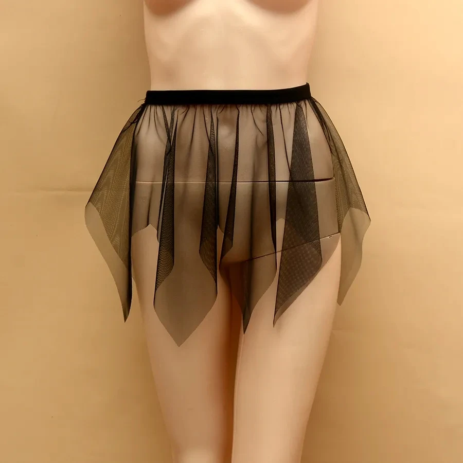 Women Transparent Mesh Skirt Ultra-thin Perspective Ultra-short Irregular One-Layer Gauze Half-Length Skirt Nightclub Clothes 5