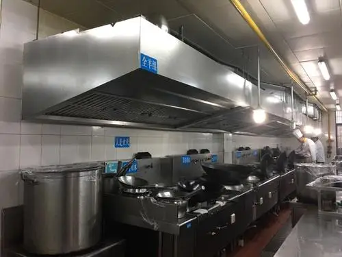 Stainless Steel Island Commercial Kitchen High Air Volume Cooker Extractor Range Hood With Baffle Filter