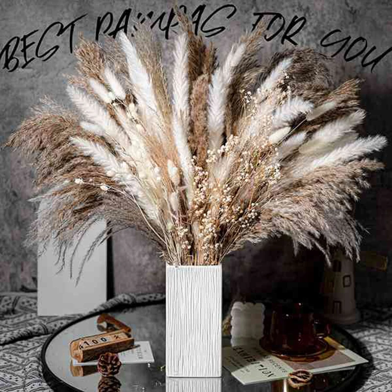 

100PCS Pampa Bouquet Natural Dried Flower Boho Home Decor Bouquet for Wedding Centerpieces for Tables Pampas Grass Decoration