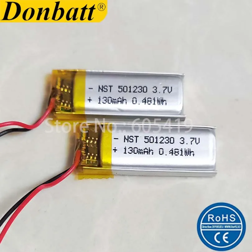 Batería Li 3.7V 170mAh 0.629Wh 501230 Li-ion Para Auriculares Gafas