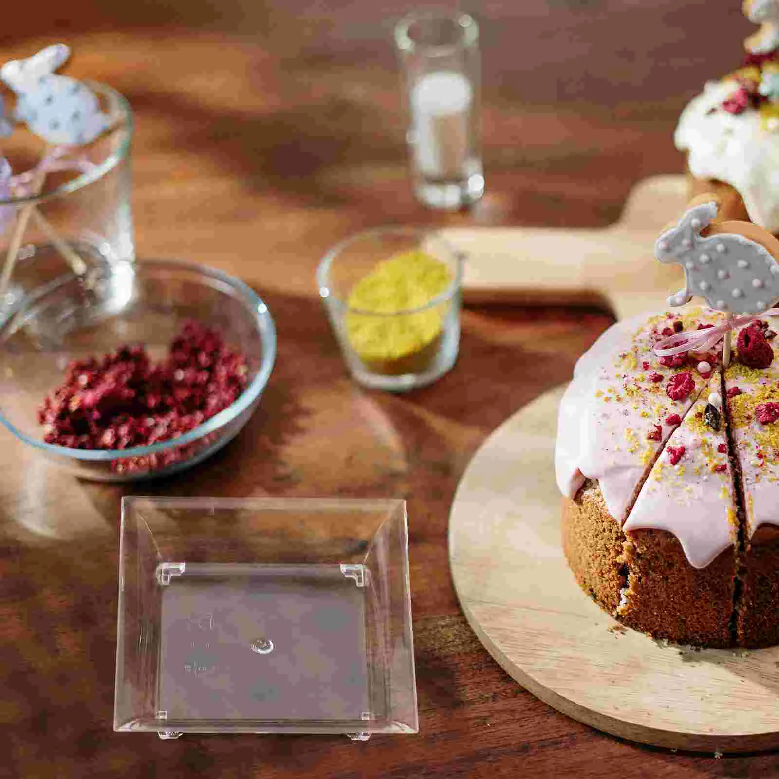 Transparent Square Dish Appetizer Holder Dessert Holders Bowl Cake Dishes Container Party Plastic Bowls