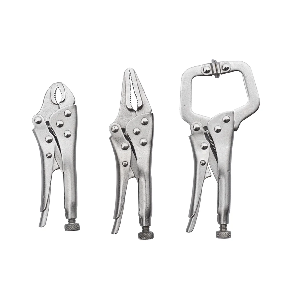 

3Pcs Mini Vise Locking Pliers Set Curved Jaw Pliers and Long Nose and C Clamp Assorted Locking Welding Clamp