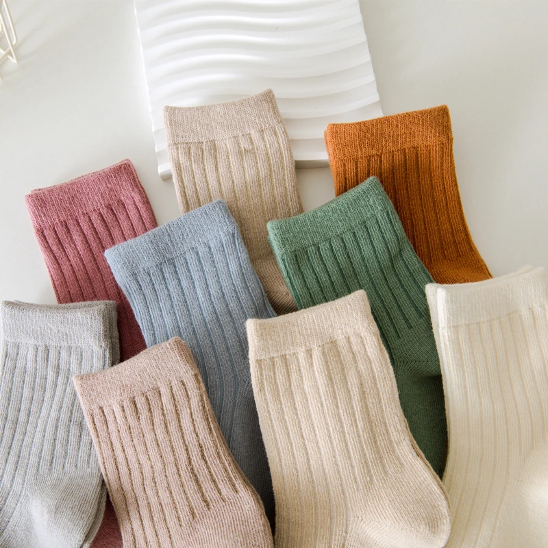 Children Socks 4 Pairs/Lot for Girls Boys Cotton Spring Autumn Winter Kids Baby Mid Tube Socks Keep Warm Floor