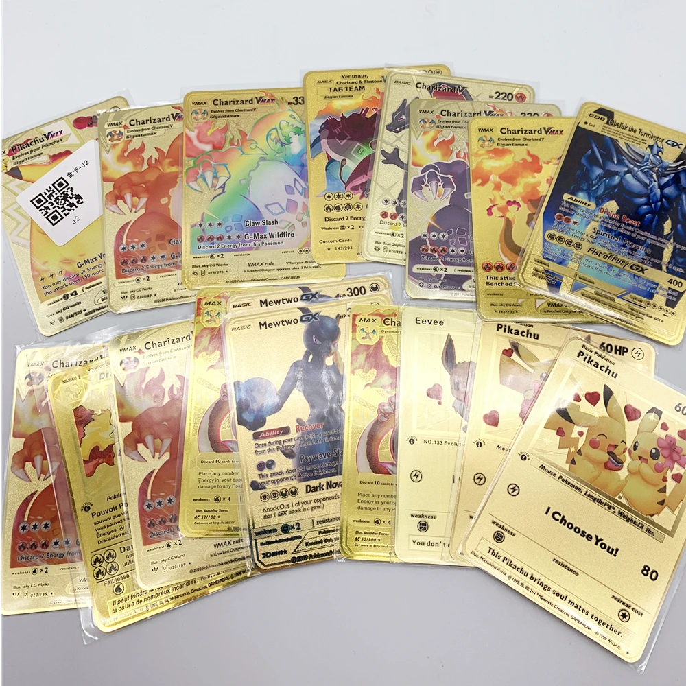 Brand New 27 Pokemon Metal English Kapikachu I Choose You GX EX Vmax Birthday Gift Collection Cards Super Game Anime Kids Toys