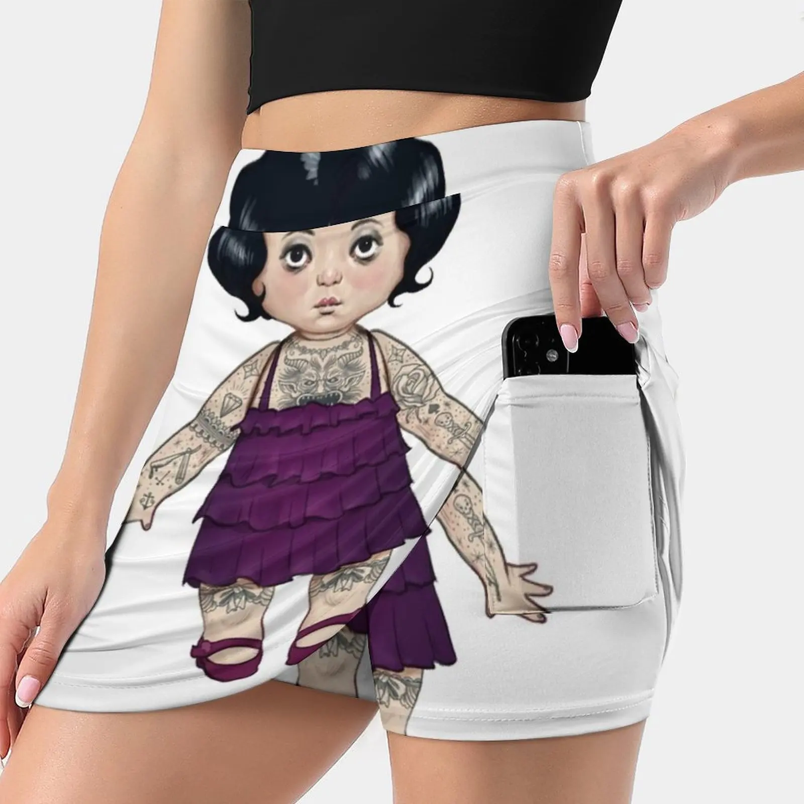 

Женская юбка Dollie, юбки в эстетическом стиле, новая модная короткая юбка, винтажные татуировки для кукол и девушек в стиле 1920-х, с черепом пурпурной розы