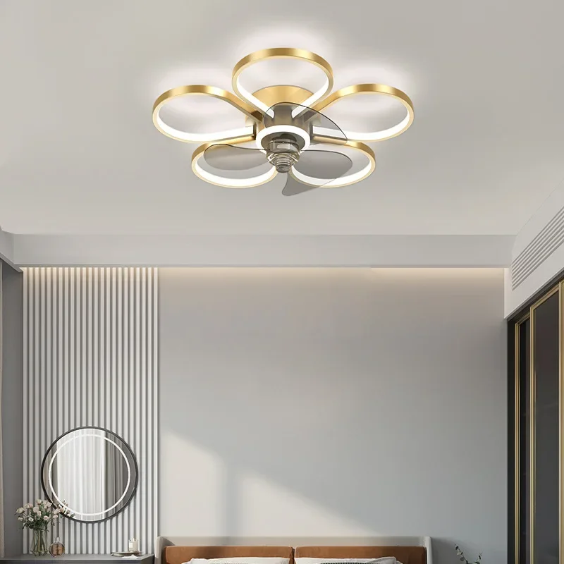 Modern minimalist bedroom fan light silent remote control electric fan light Nordic ceiling household new ceiling fan with light