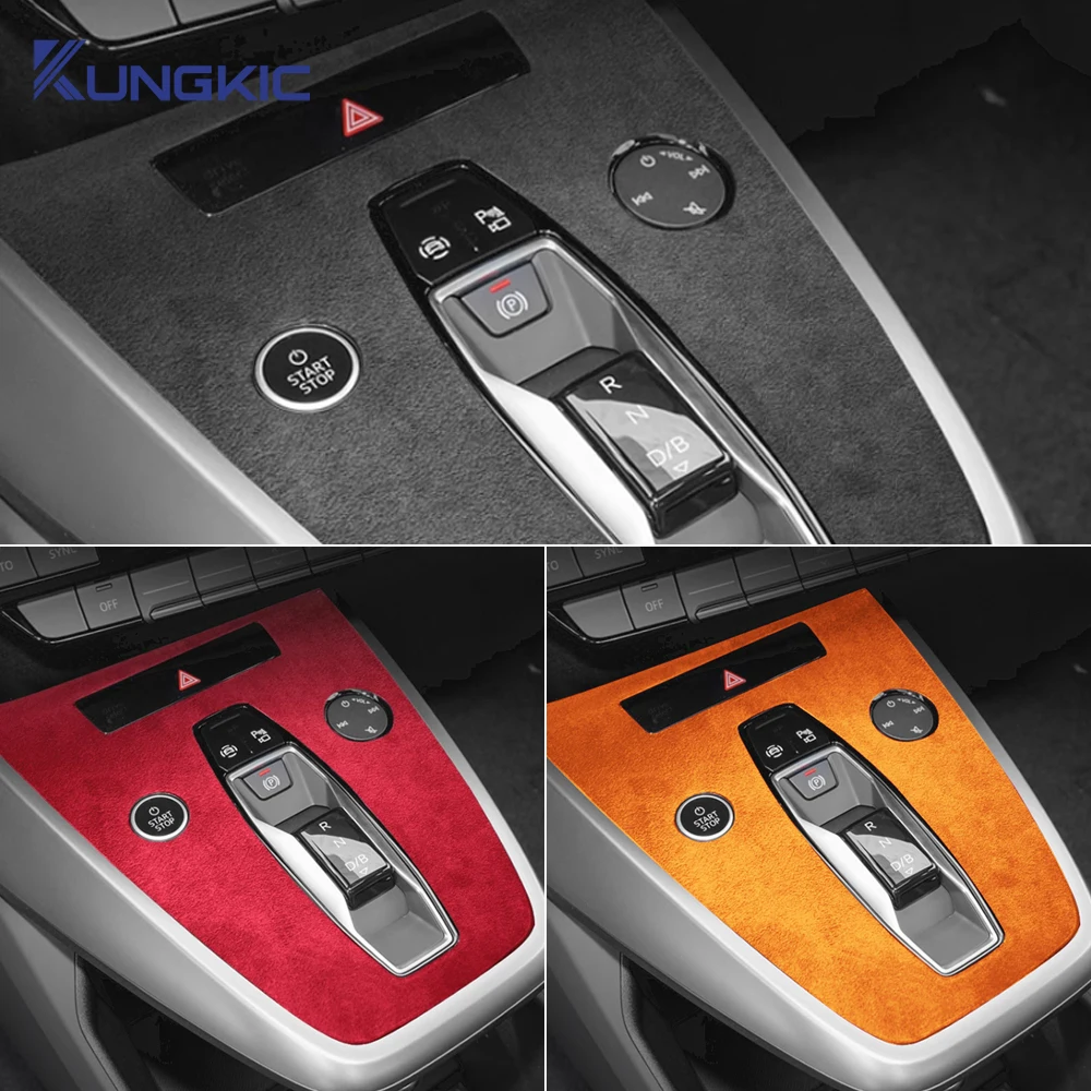 아우디 Q4 E트론 2021-2025 E-트론 2022 2023 2024 2025 LHD RHD 센터 콘솔 기어 변속 패널 내부용  최고급 스웨이드 트림 스티커-Freehip.co.kr