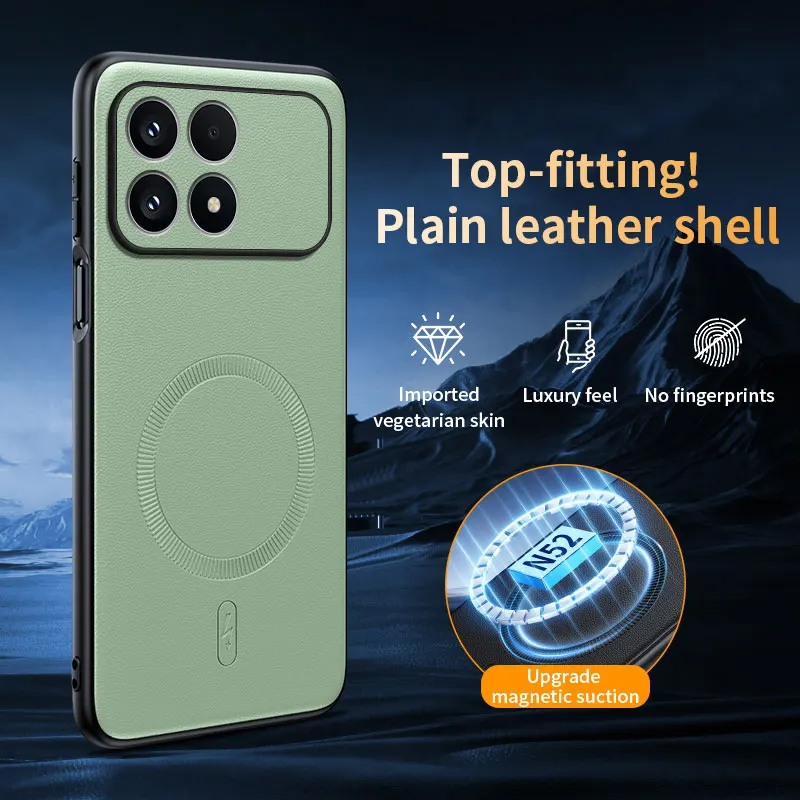 Sleek Matte Leather Magnetic Wireless Charging Case