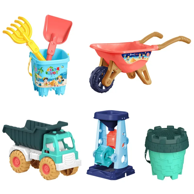 Children Beach Sand Play Tool Set Sand Bucket Sieve Funnel Sand Shovel Sand Wagon Watering Can Summer Outdoor Toys for Kids 6
