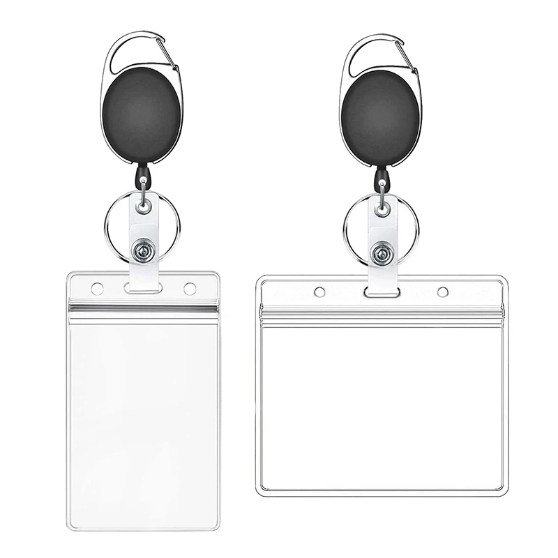 цена Waterproof Transparent Plastic Badges Holder ID Card Holder Pocket Credit Entrance Pass Seal Card Bag with Badge Reel