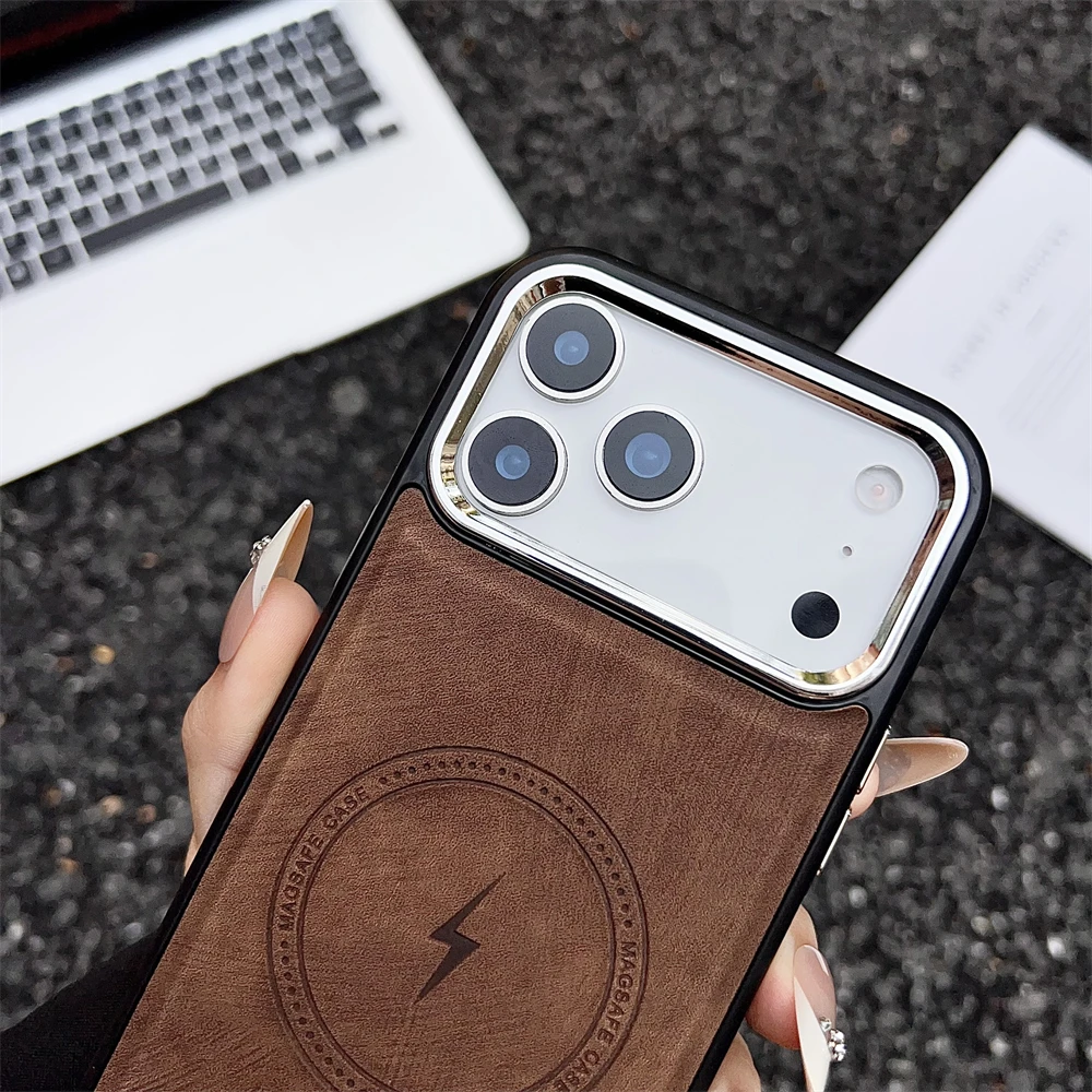 Premium Magnetic Leather Wireless Charging Case with Shockproof Protection