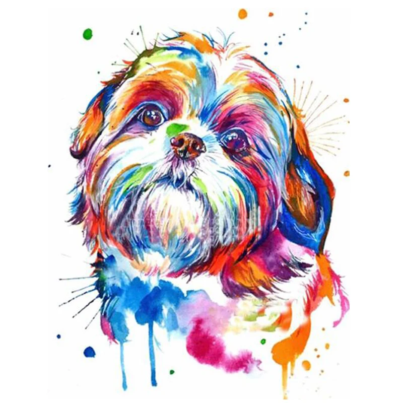 Shih Tzu dog Watercolor DIY 5D Diamond Painting Cross Stitch Diamond Embroidery rhinestones 3d picture diamond mosaic stickers