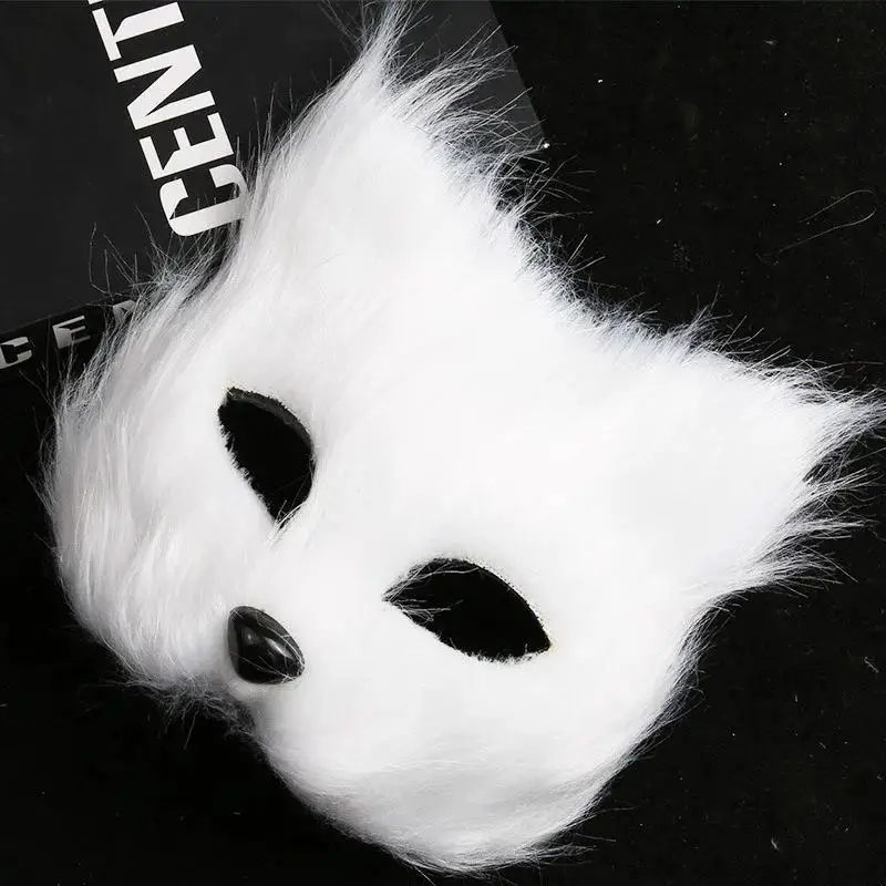 Sexy Imitation Toys Furry Fox Shape Face Mask Animal Cat Hair Halloween Cosplay Carnival Party Mask Masquerade Props Head Cover