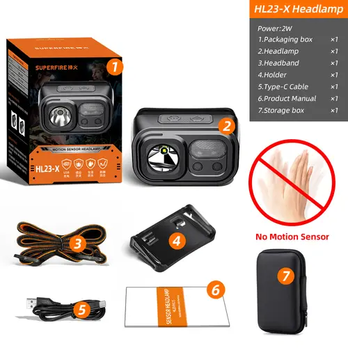 SUPERFIRE Mini Powerful  Hiking Camping Headlamp USB C Rechargeable Head Light LED Sensor Headlight Front Head Lamp For Working - Image 15