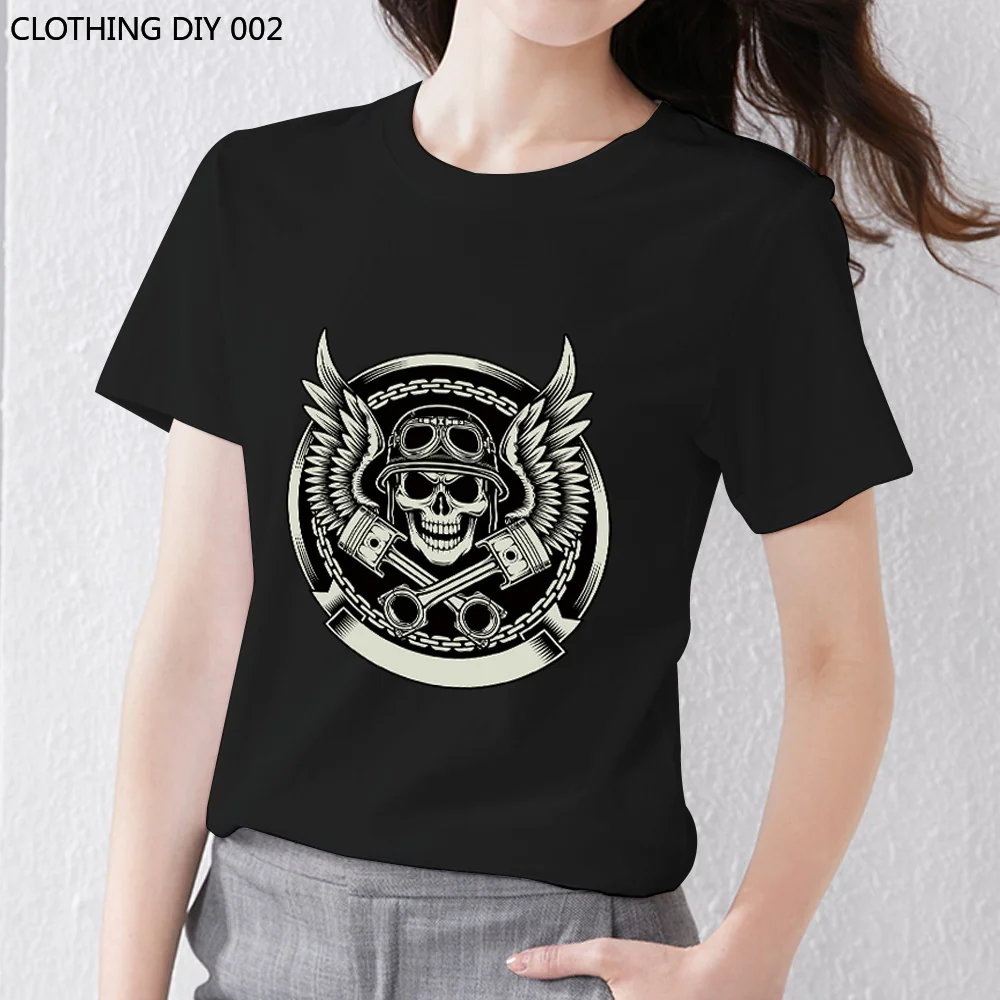 

Women TShirt New Harajuku Style Skull Pattern Series Female T-Shirt O-Neck Short Sleeve Tee Summer Commute All-match Top Clothes