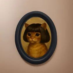 Whimsical Long - Haired Cat Wall Art: Quirky Framed Decorative Painting with Wooden Mini Hanging Design, Unique Home & Office Decor, Perfect Fun or Holiday Gift (MULTI)
