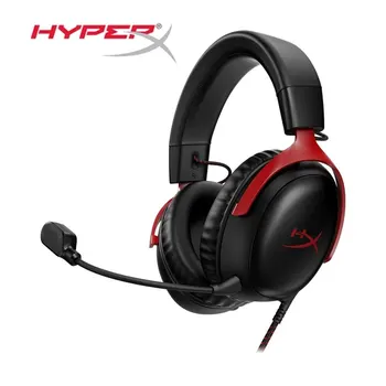 HyperX Cloud 3 III 유선 게이밍 헤드셋, DTS 사운드 효과 마이크 포함, PC PS4/5 Xbox 스위치 모바일용 게이밍 헤드폰