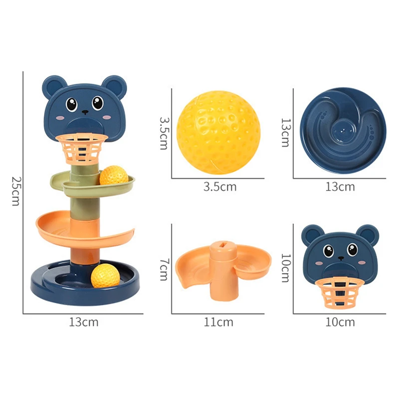 Baby Montessori Rolling Ball Pile Tower Toy Early Educational Sense Rotating Track Stacking Toy Baby Kid Development Toys Gifts