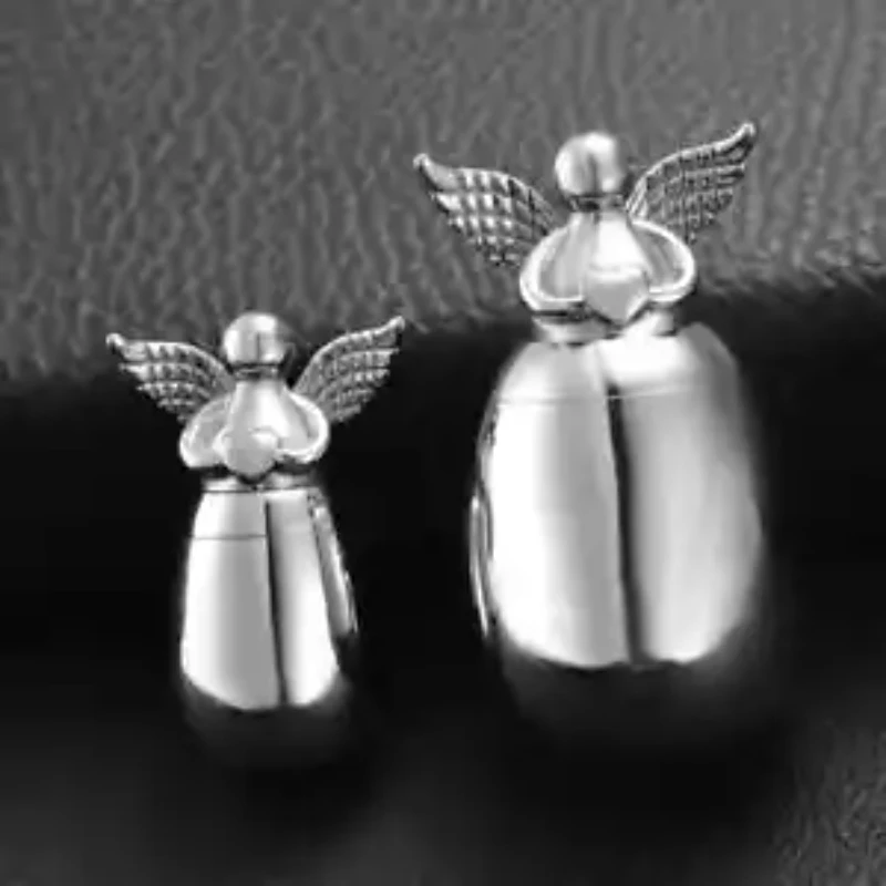 

Small Cremation Souvenir Pet Urn, Human Ashes, Pet Ashes, Exquisite Stainless Steel, Angel Shaped, Mini Decorative Urns