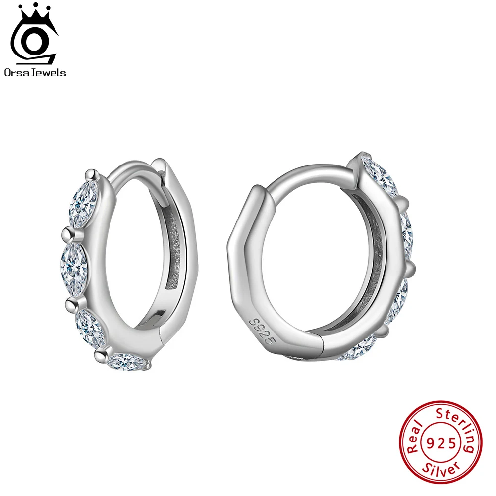 

ORSA JEWELS 925 Sterling Silver 8A Premium Cubic Zirconia Mini Huggie Earrings for Women Hoop Earrings Party Jewelry Gift LZE22