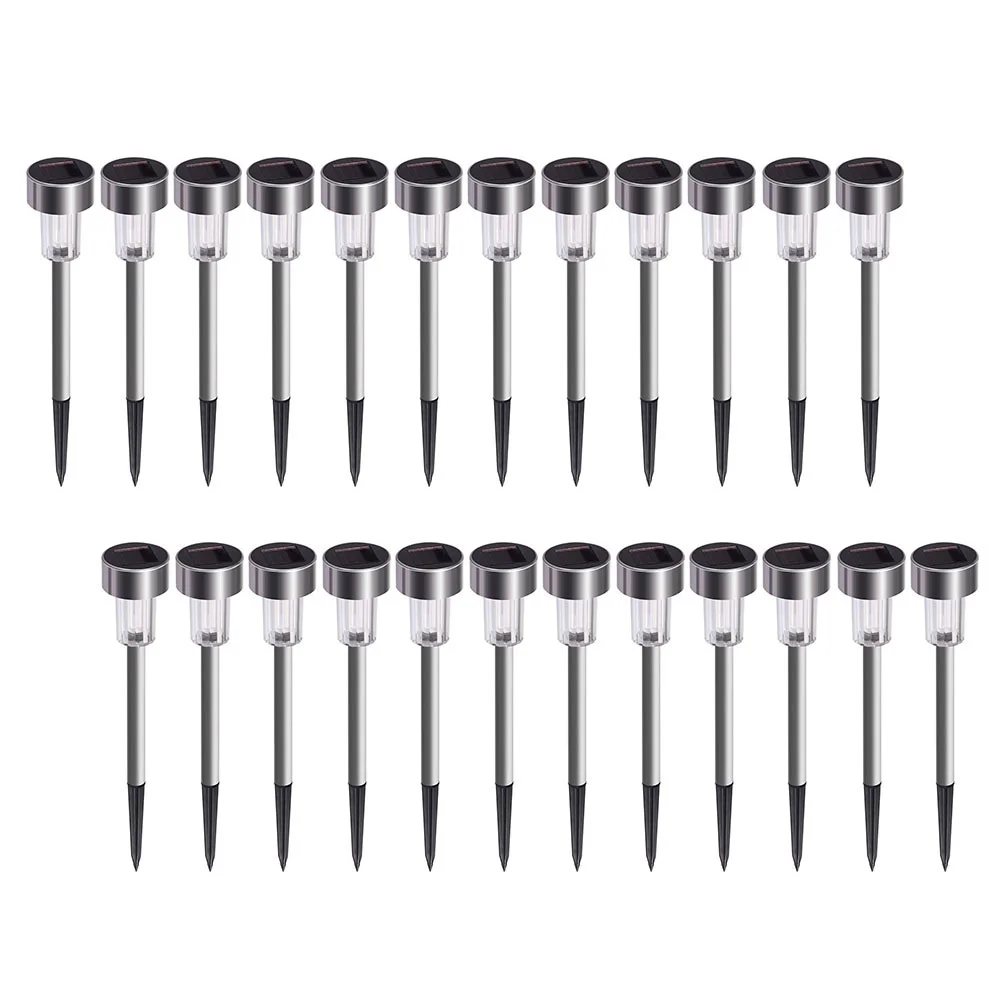 

24 шт., мини-фонари на солнечной батарее, креативная садовая лампа, фонари для дорожек из нержавеющей стали для двора, подъездной дорожки, ландшафта (белый цвет)