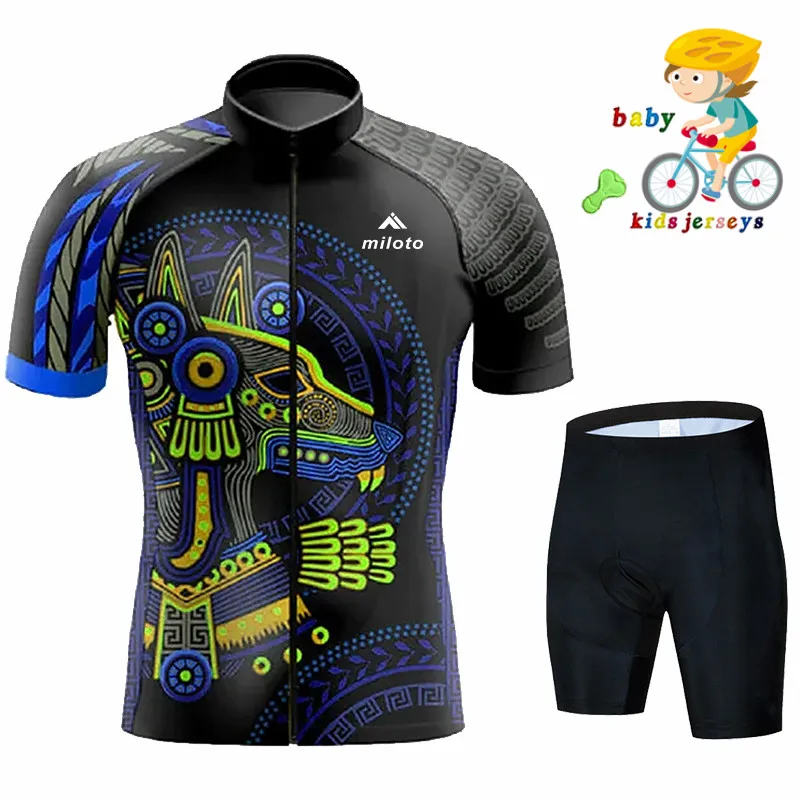 MILOTO Bike Kids Short Sleeve Cycling Jersey Set Children Breathable Bike Clothing Boy and girl Summer Quick Dry Bicycle Wear