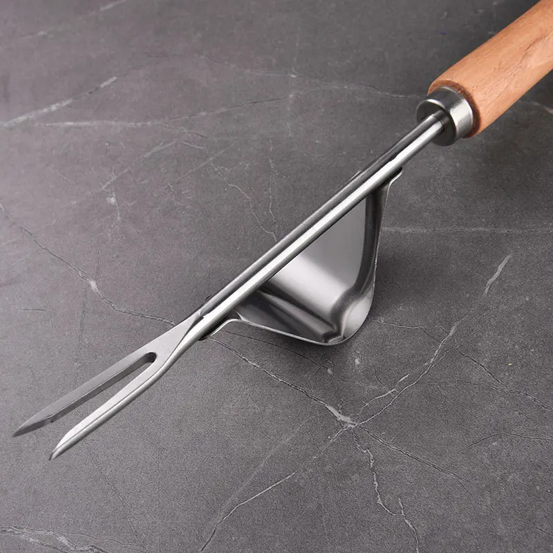 Universal Weeder Transplant Tool Hand Weeding Removal Dandelions Fork Digging Puller Wood Handle Stainless Steel Garden Tool 4