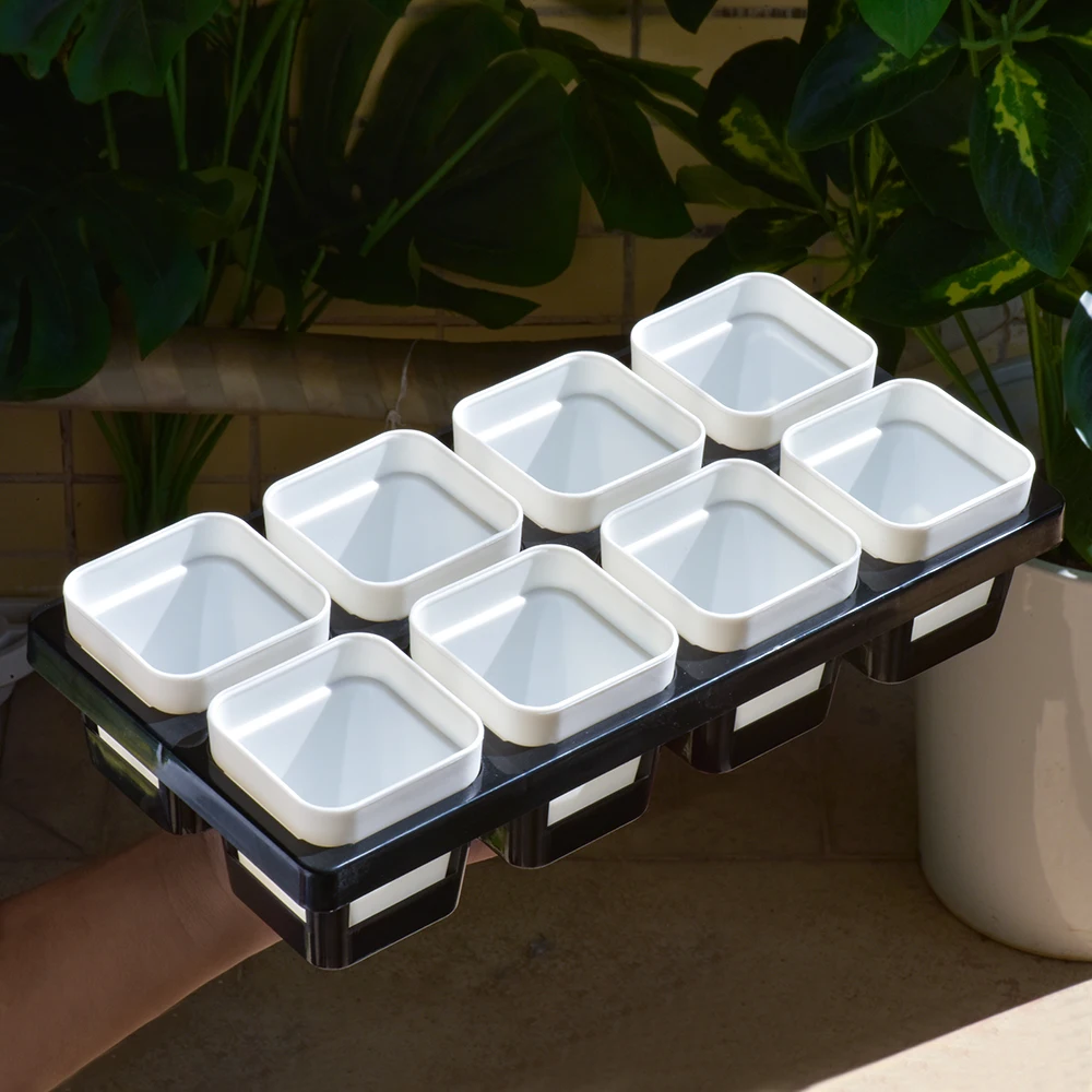 1-8Pcs Plastic Succulents Planter Pots With Tray Set,Nursery Pot Cactus Plant Pot Garden Garden Decoration Supplies