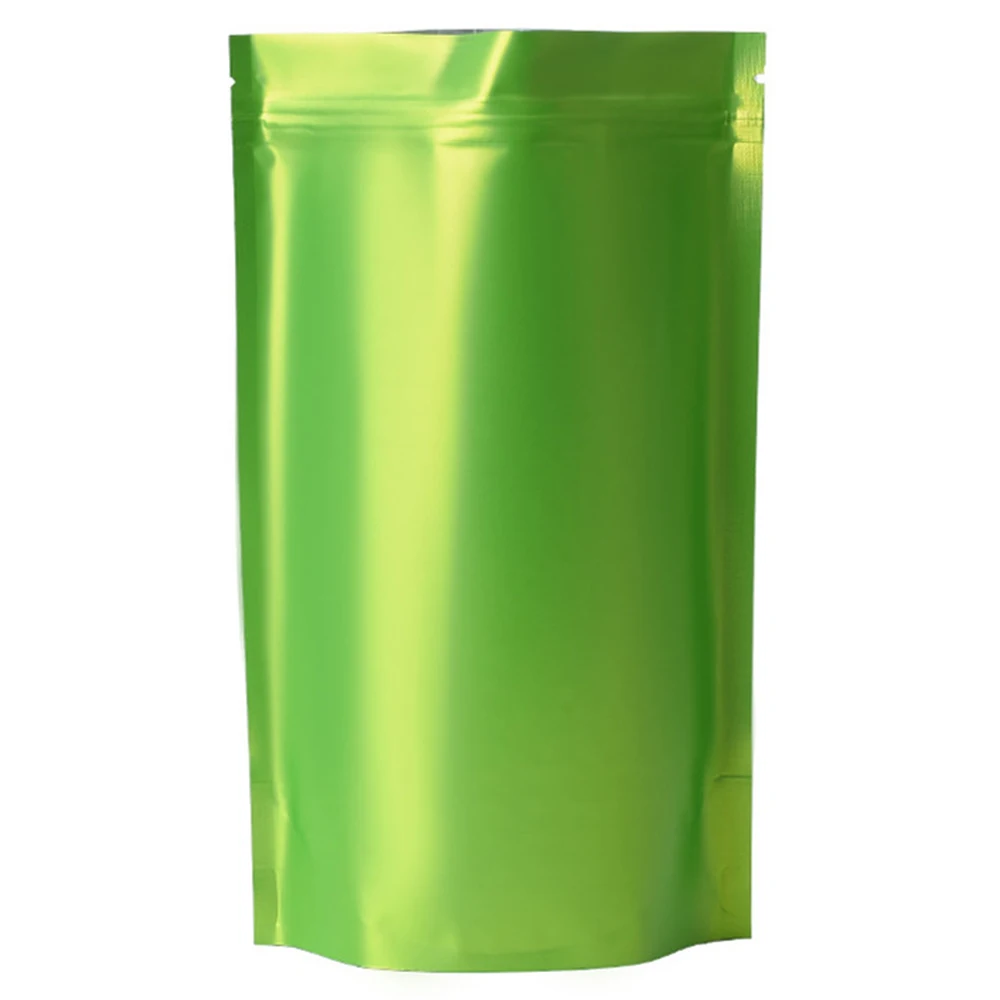 Matte Mylar Foil Stand Up Zip Lock Reusable Food Storage Pouches - 100 Pack