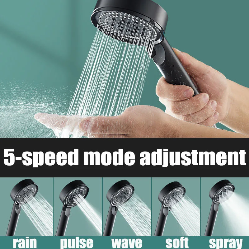 High Pressure Handheld Shower Head with On Off Switch Detachable Shower Head 5 Spray Settings Handheld Spray Nozzle Accessories