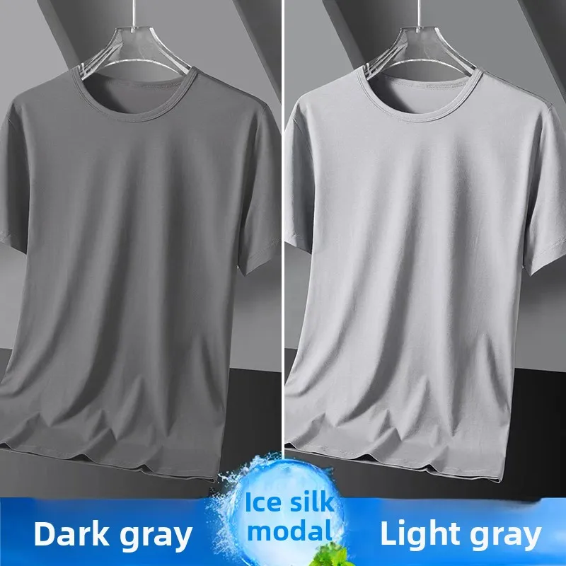 Short-sleeved dark gray + light gray [two pieces]