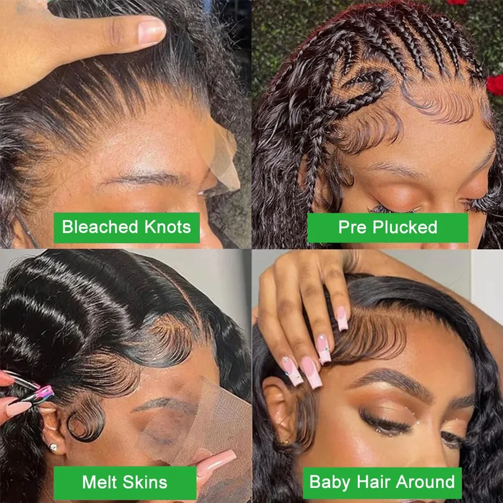 Deep Wave Lace Front Wigs Human Hair Pre Plucked 220 Density 13x6 13x4 HD Lace Front Wigs with Baby Hair Curly 7X6 Glueless Wigs